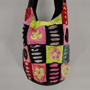 Colorful Canvas Hobo Crossbody Bag Quilted Kantha Style Funky Designs